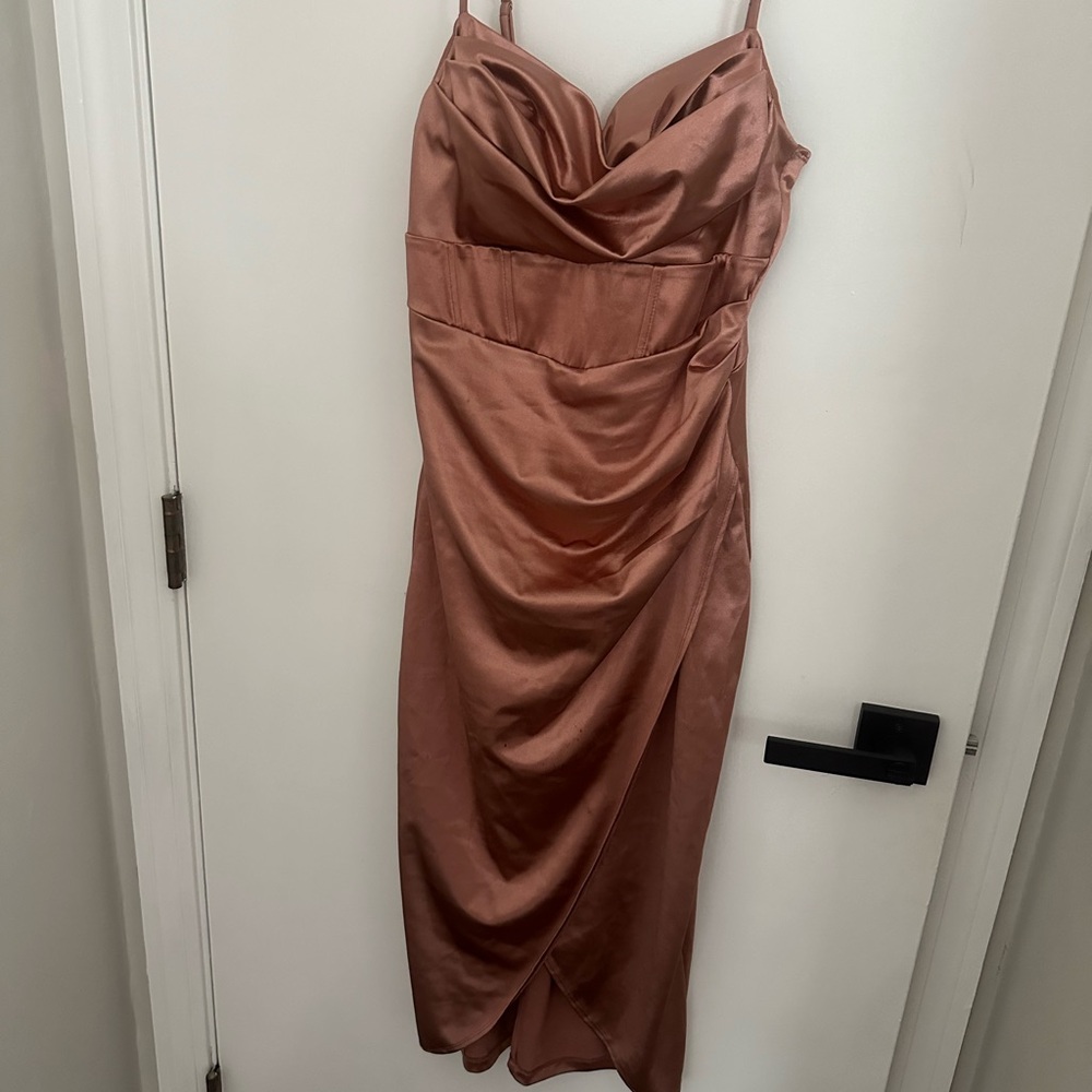 WINDSOR Rose Gold Satin Dress
